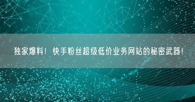 独家爆料！快手粉丝超级低价业务网站的秘密武器！