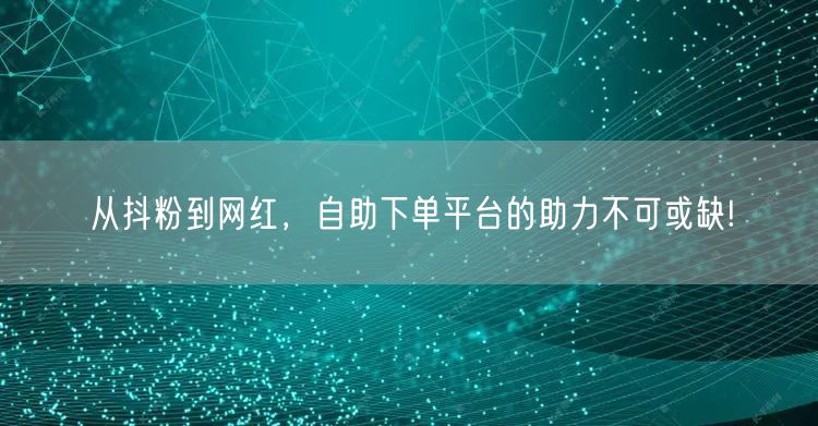 从抖粉到网红，自助下单平台的助力不可或缺!
