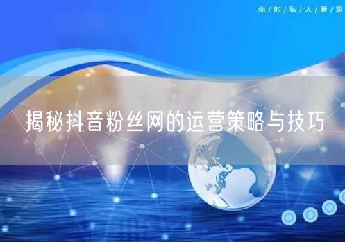 揭秘抖音粉丝网的运营策略与技巧